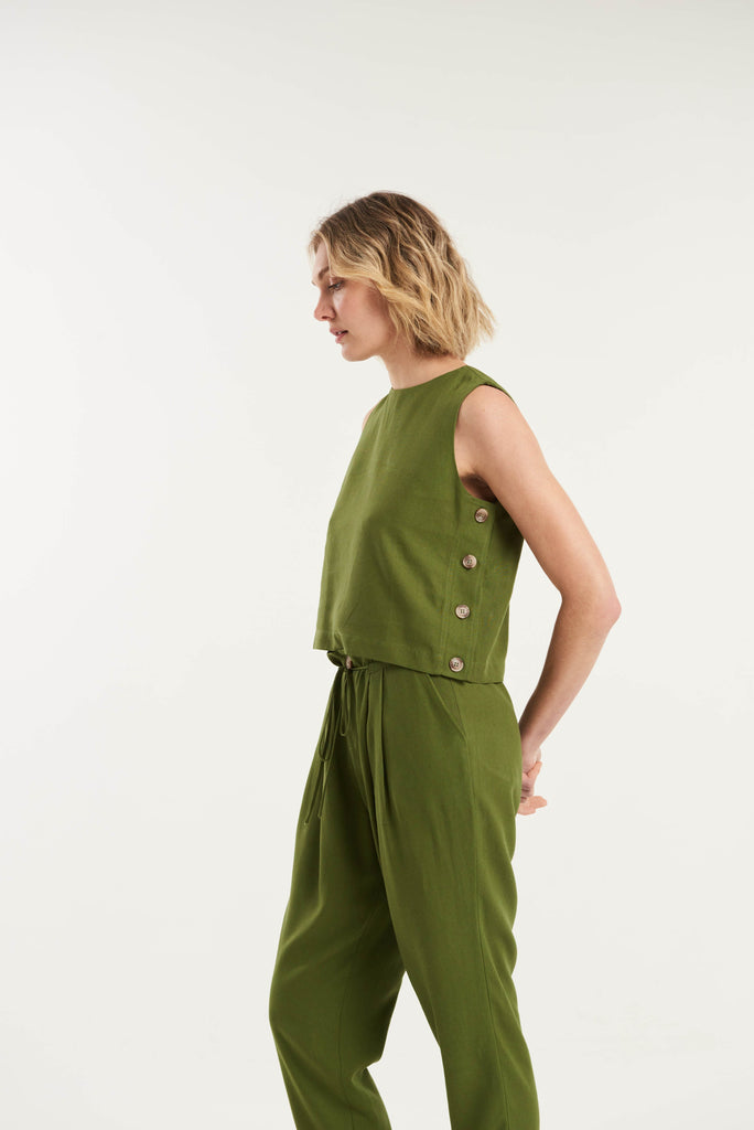 Anne Island Side Button Sleeveless Top - MyBasic-BR Connection Limited