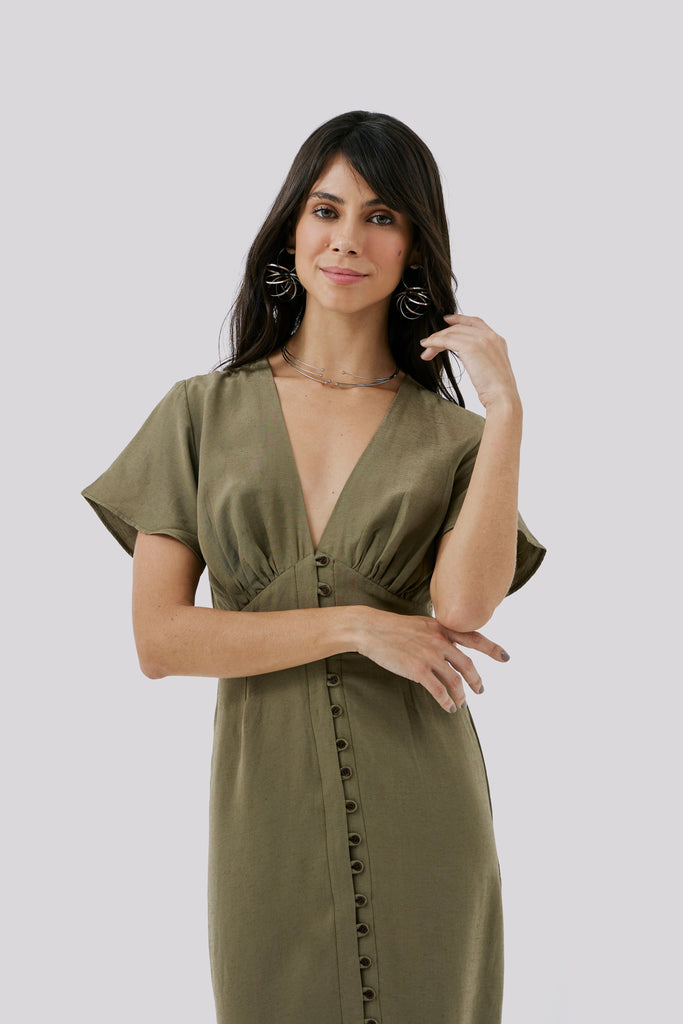 Dutra Petite Silk Midi Dress - Piccoli-BR Connection Limited