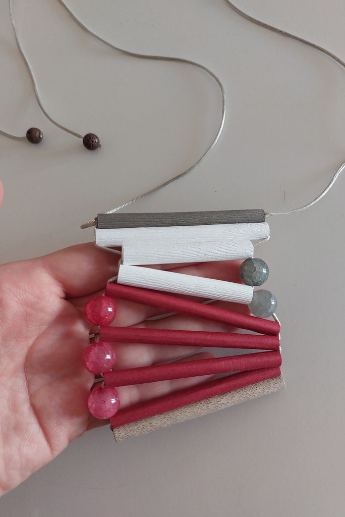 Geometric Agate and Paper Necklace - Imaterial-BR Connection Limited