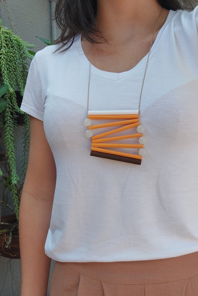 Geometric Agate and Paper Necklace - Imaterial-BR Connection Limited