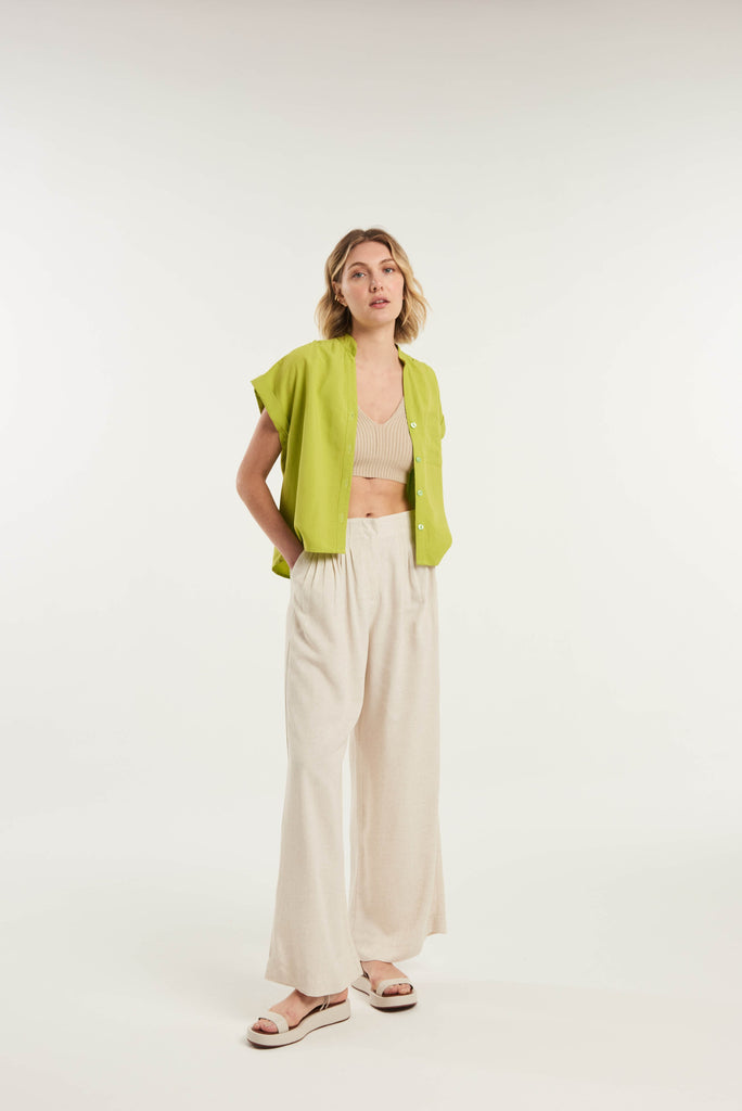 Gomati Short Sleeved Linen Shirt - MyBasic-BR Connection Limited