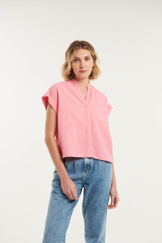 Gomati Short Sleeved Linen Shirt - MyBasic-BR Connection Limited