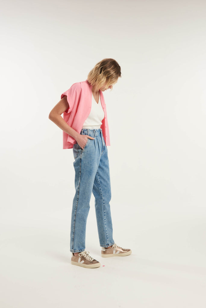 Gomati Short Sleeved Linen Shirt - MyBasic-BR Connection Limited