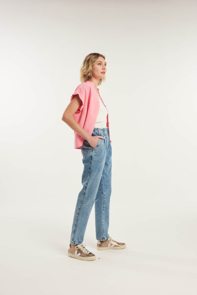 Gomati Short Sleeved Linen Shirt - MyBasic-BR Connection Limited