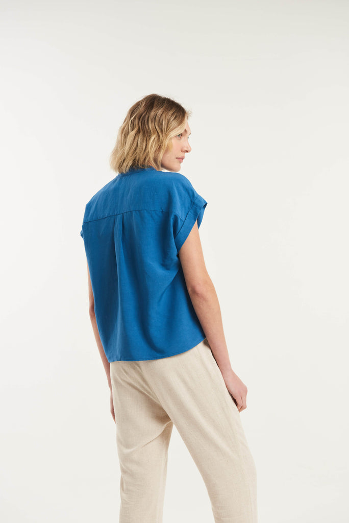 Gomati Short Sleeved Linen Shirt - MyBasic-BR Connection Limited