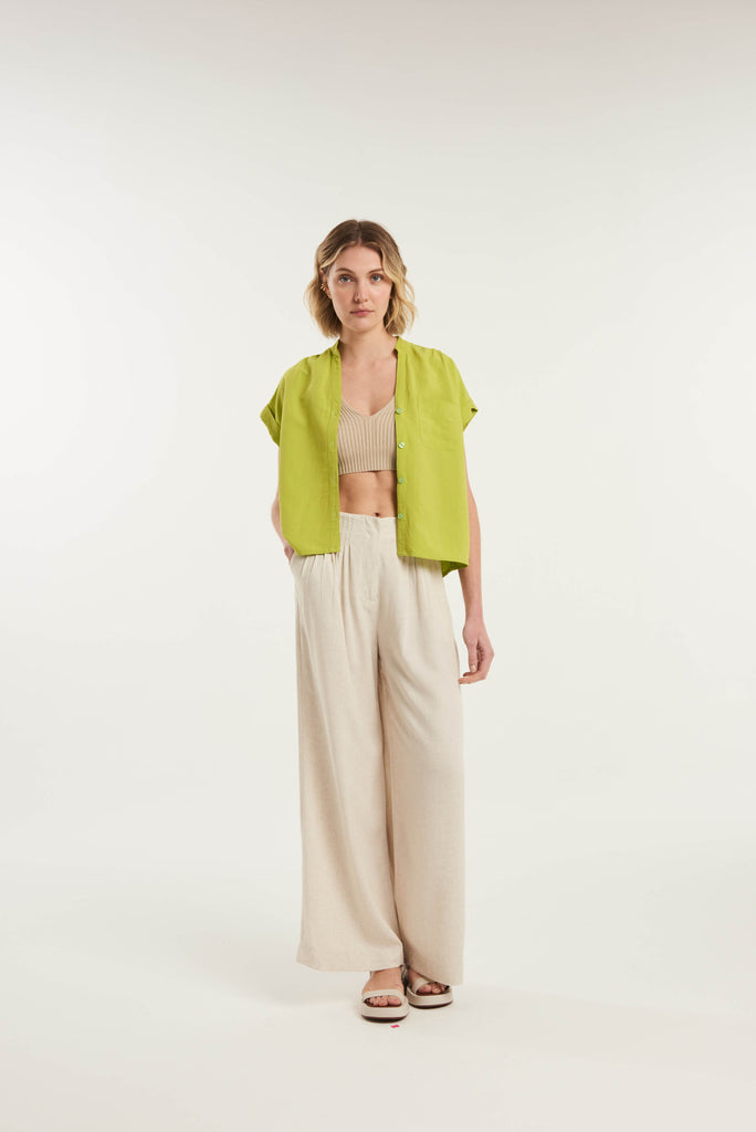 Gomati Short Sleeved Linen Shirt - MyBasic-BR Connection Limited