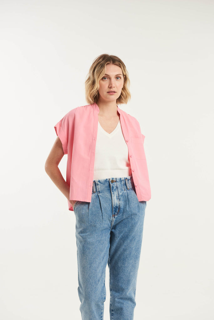 Gomati Short Sleeved Linen Shirt - MyBasic-BR Connection Limited