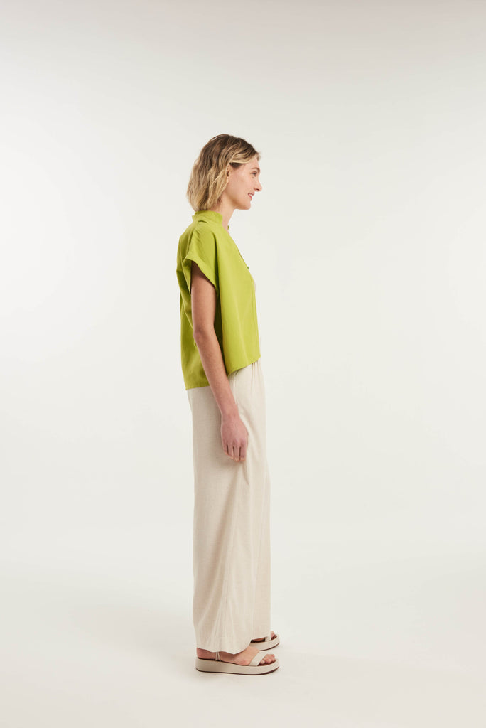 Gomati Short Sleeved Linen Shirt - MyBasic-BR Connection Limited