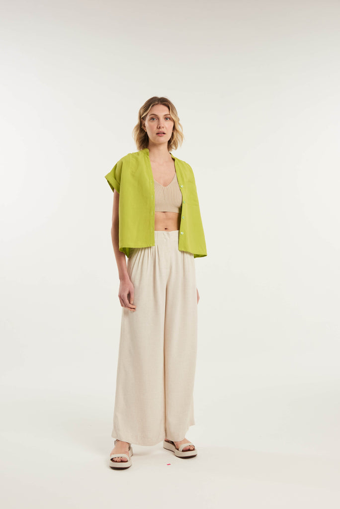 Gomati Short Sleeved Linen Shirt - MyBasic-BR Connection Limited