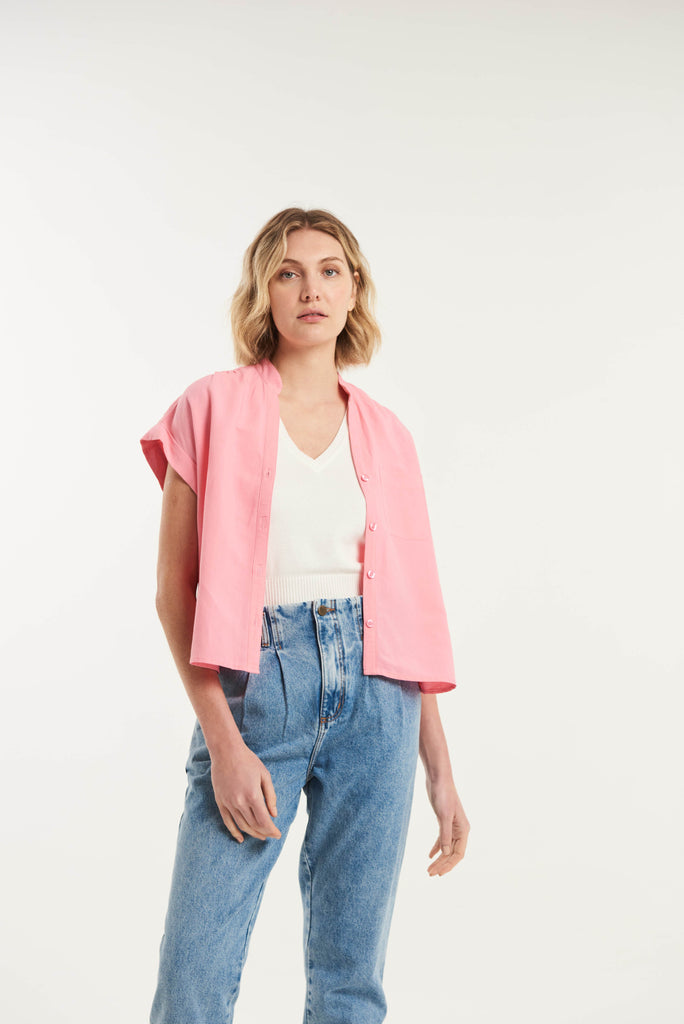 Gomati Short Sleeved Linen Shirt - MyBasic-BR Connection Limited