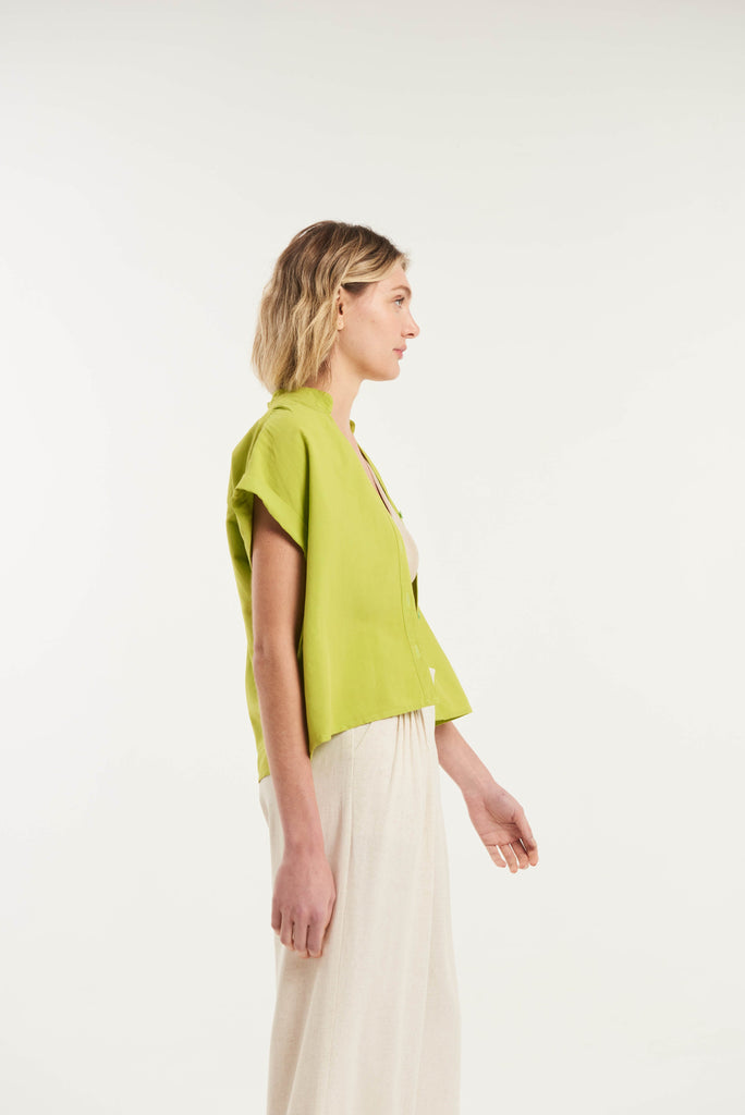 Gomati Short Sleeved Linen Shirt - MyBasic-BR Connection Limited