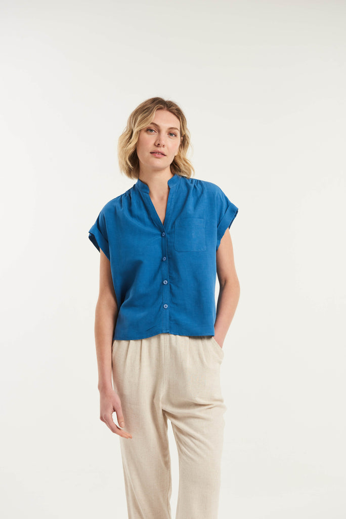 Gomati Short Sleeved Linen Shirt - MyBasic-BR Connection Limited