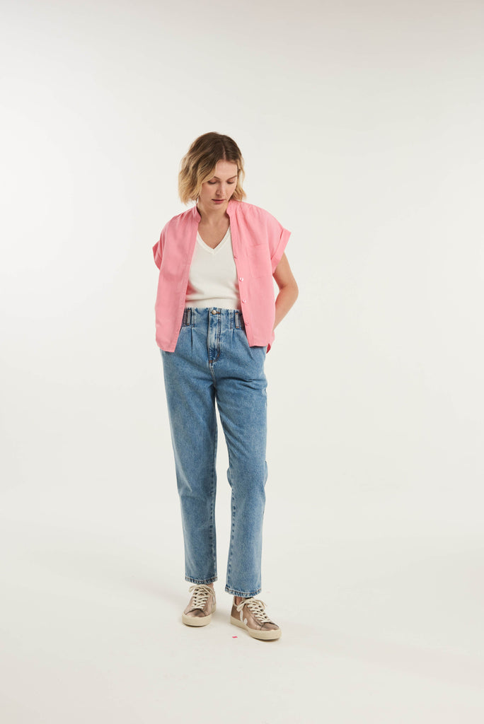 Gomati Short Sleeved Linen Shirt - MyBasic-BR Connection Limited