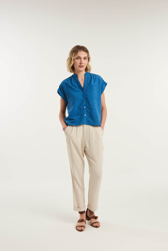 Gomati Short Sleeved Linen Shirt - MyBasic-BR Connection Limited