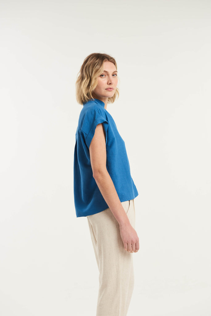 Gomati Short Sleeved Linen Shirt - MyBasic-BR Connection Limited