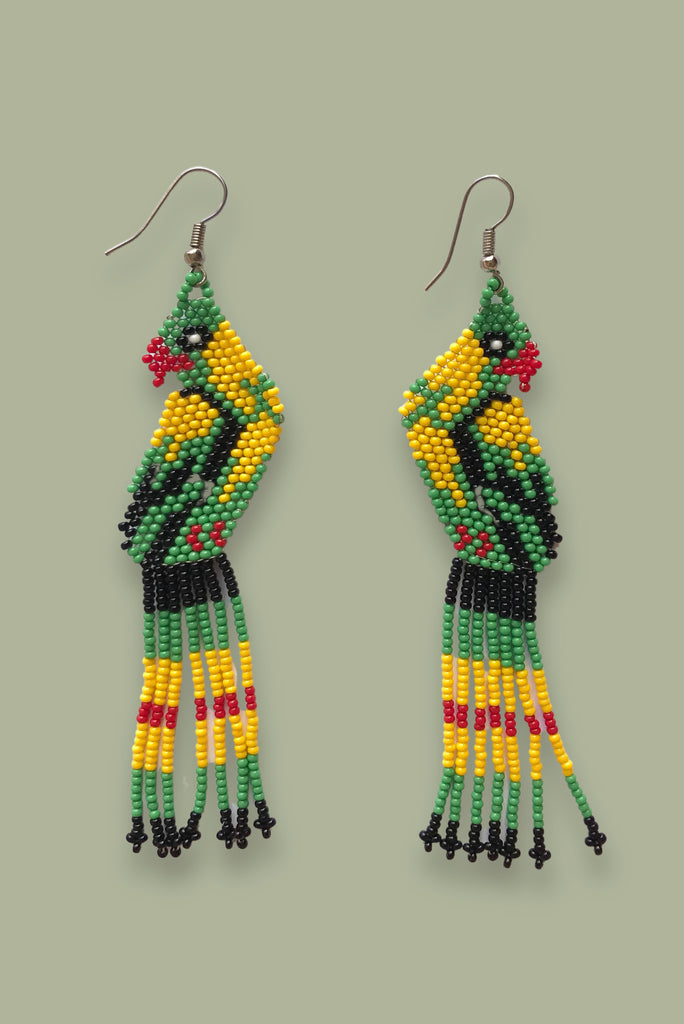 Indigenous Macaw Bead Earrings - Waurá - Imaterial-BR Connection Limited