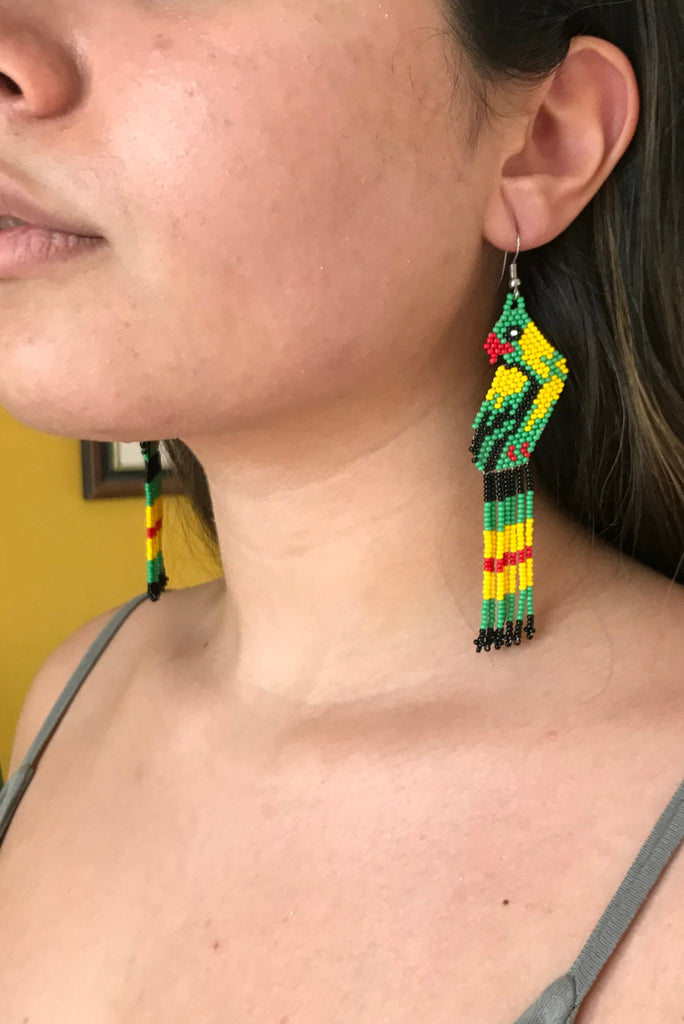 Indigenous Macaw Bead Earrings - Waurá - Imaterial-BR Connection Limited