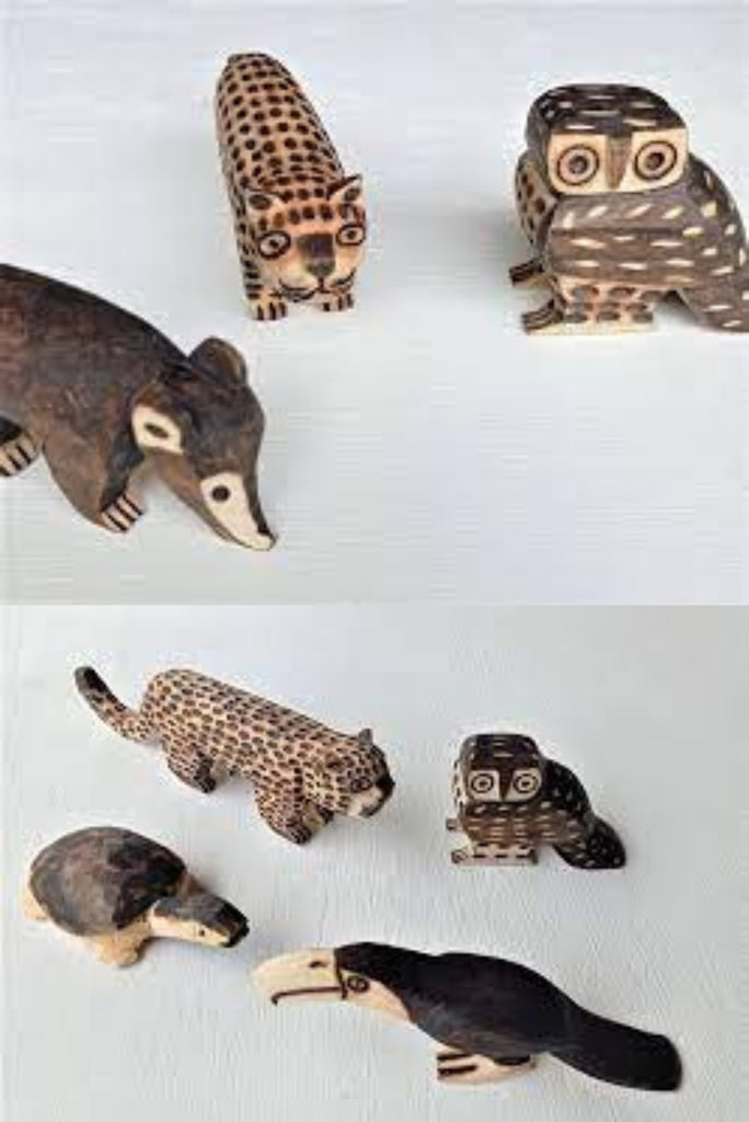 Indigenous Wood Animal Sculptures - Guarani M'bya - Imaterial-BR Connection Limited