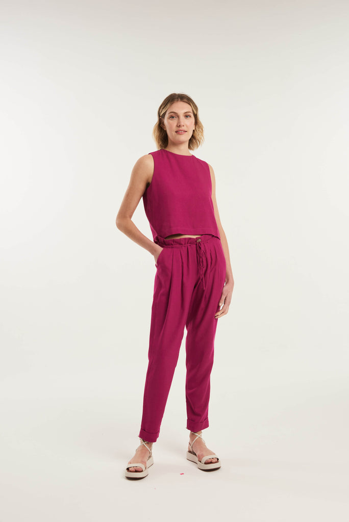 Orango Tapered Drawstring Linen Trousers - MyBasic-BR Connection Limited
