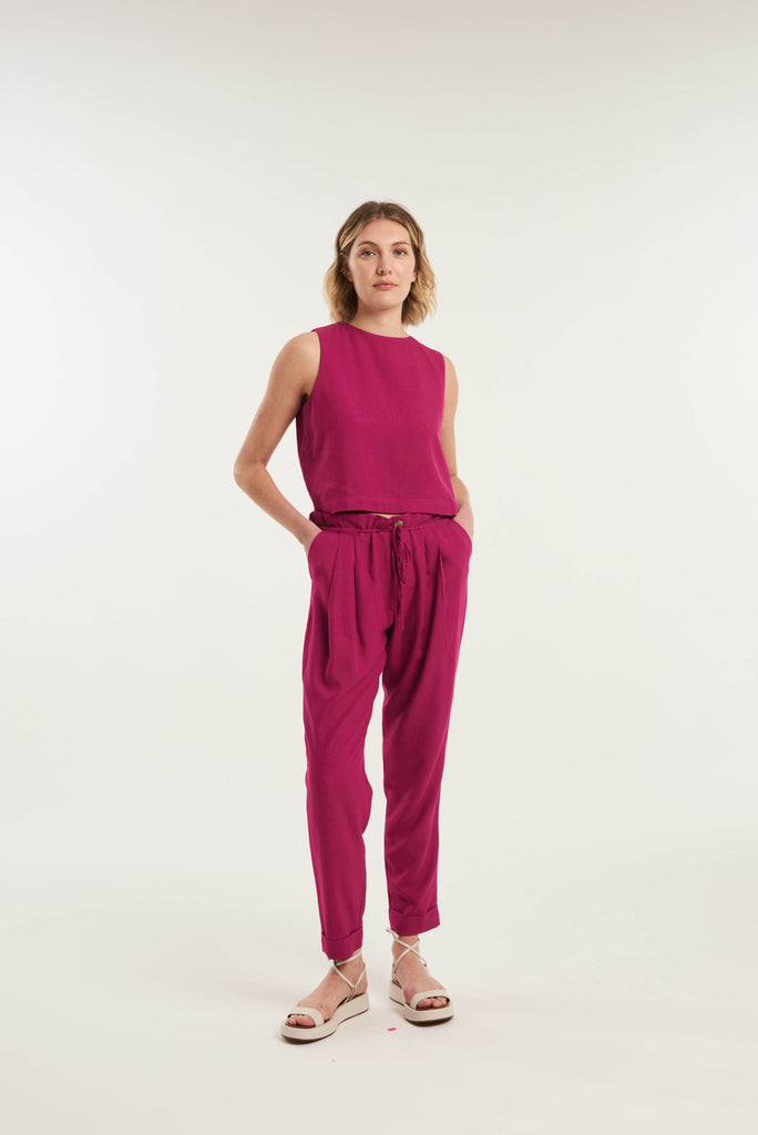 Orango Tapered Drawstring Linen Trousers - MyBasic-BR Connection Limited