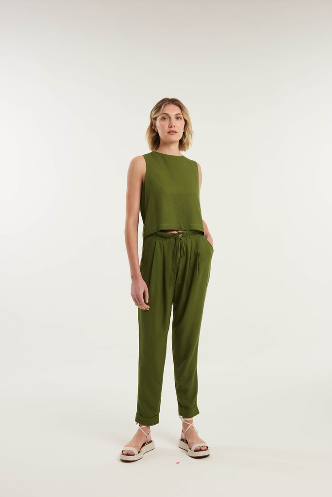 Orango Tapered Drawstring Linen Trousers - MyBasic-BR Connection Limited