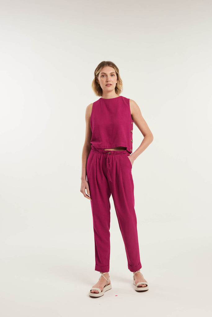 Orango Tapered Drawstring Linen Trousers - MyBasic-BR Connection Limited