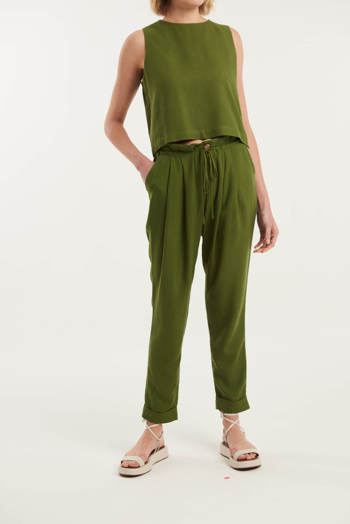 Orango Tapered Drawstring Linen Trousers - MyBasic-BR Connection Limited