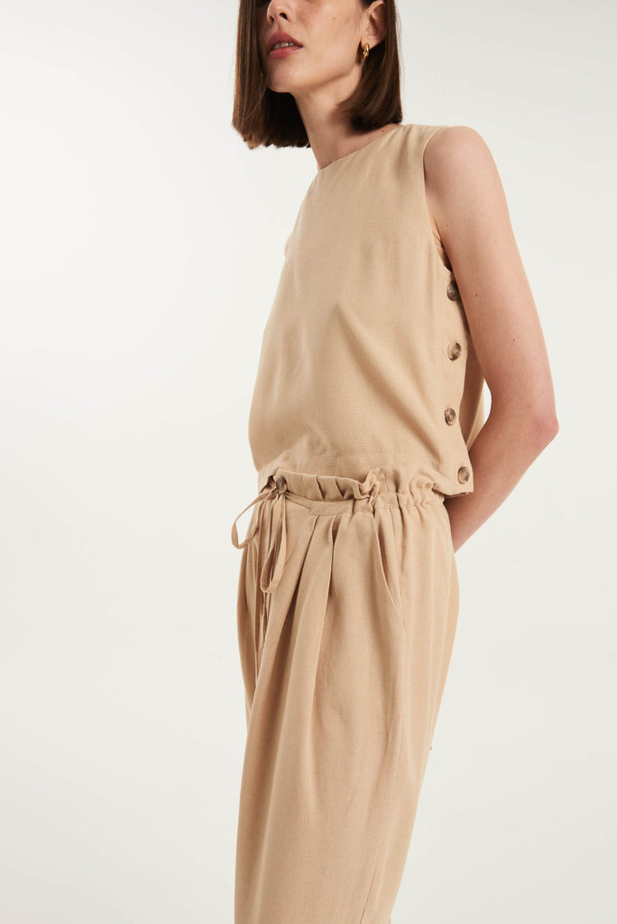 Orango Tapered Drawstring Linen Trousers - MyBasic-BR Connection Limited