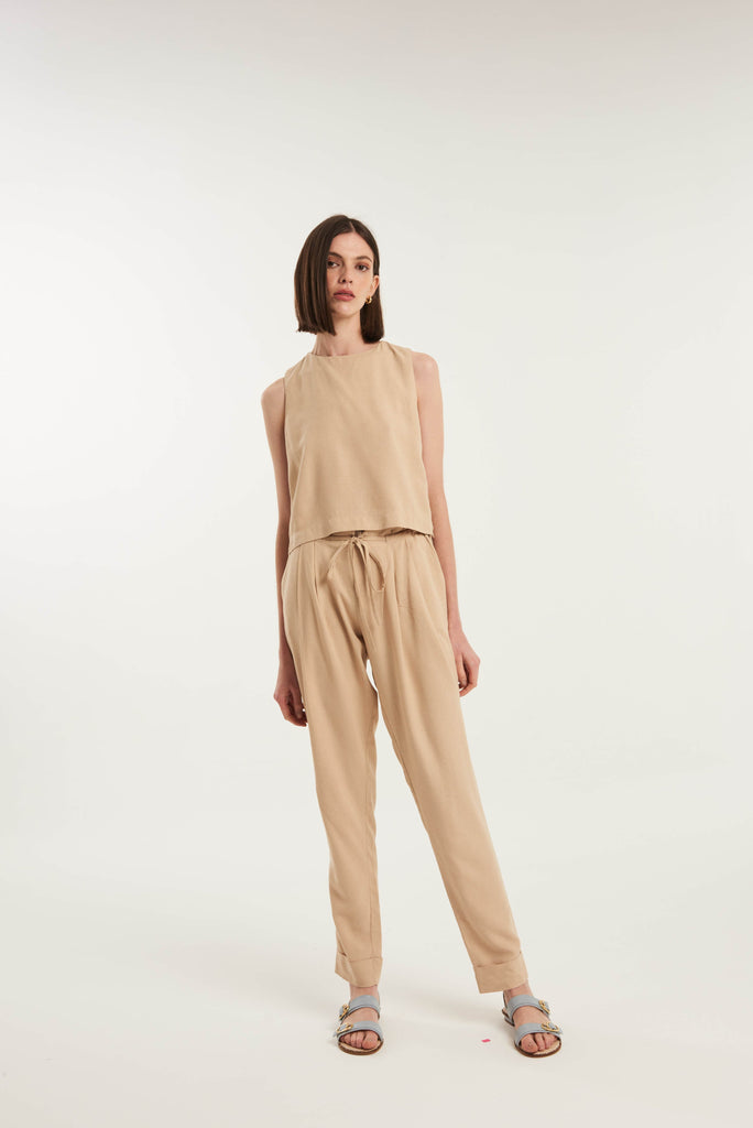 Orango Tapered Drawstring Linen Trousers - MyBasic-BR Connection Limited