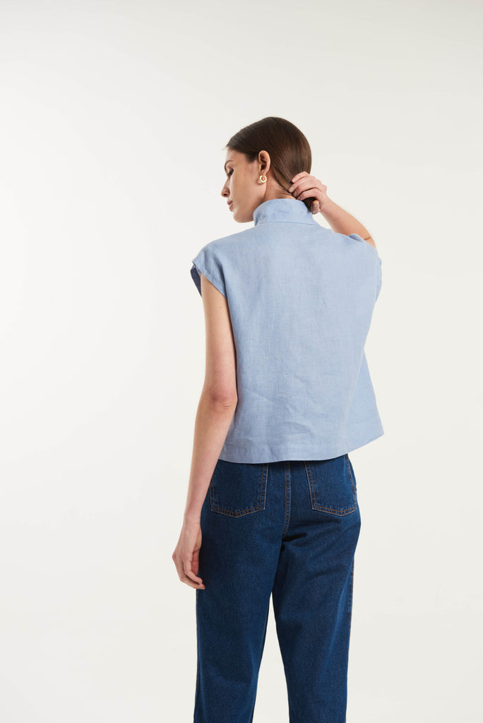 Tersane High Neck Linen Shirt - MyBasic-BR Connection Limited