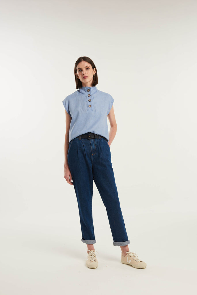 Tersane High Neck Linen Shirt - MyBasic-BR Connection Limited