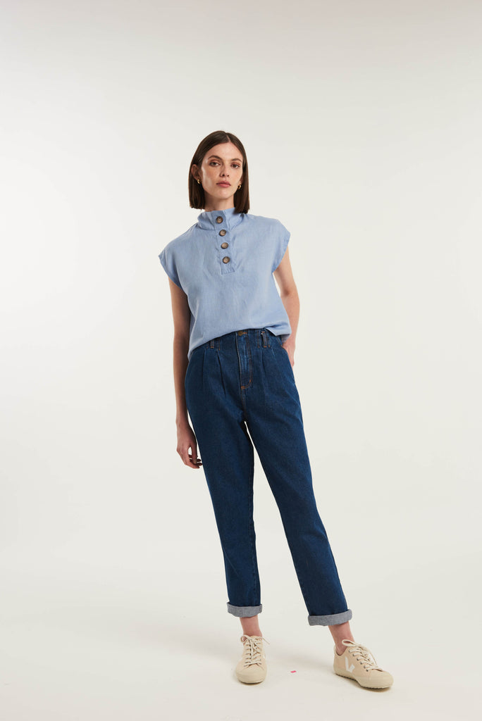 Tersane High Neck Linen Shirt - MyBasic-BR Connection Limited