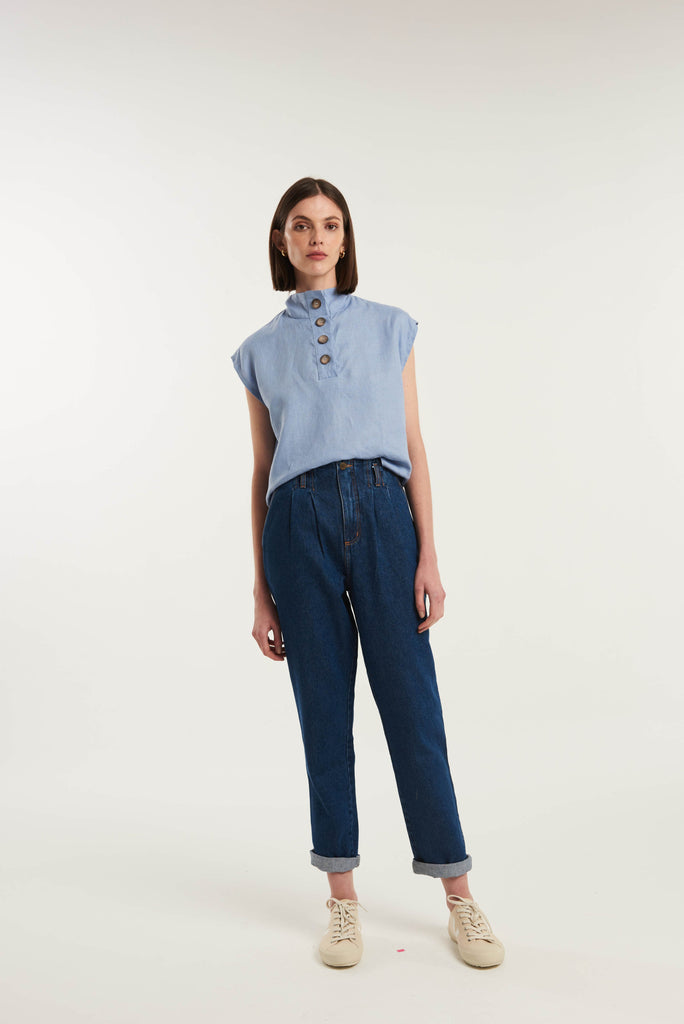 Tersane High Neck Linen Shirt - MyBasic-BR Connection Limited