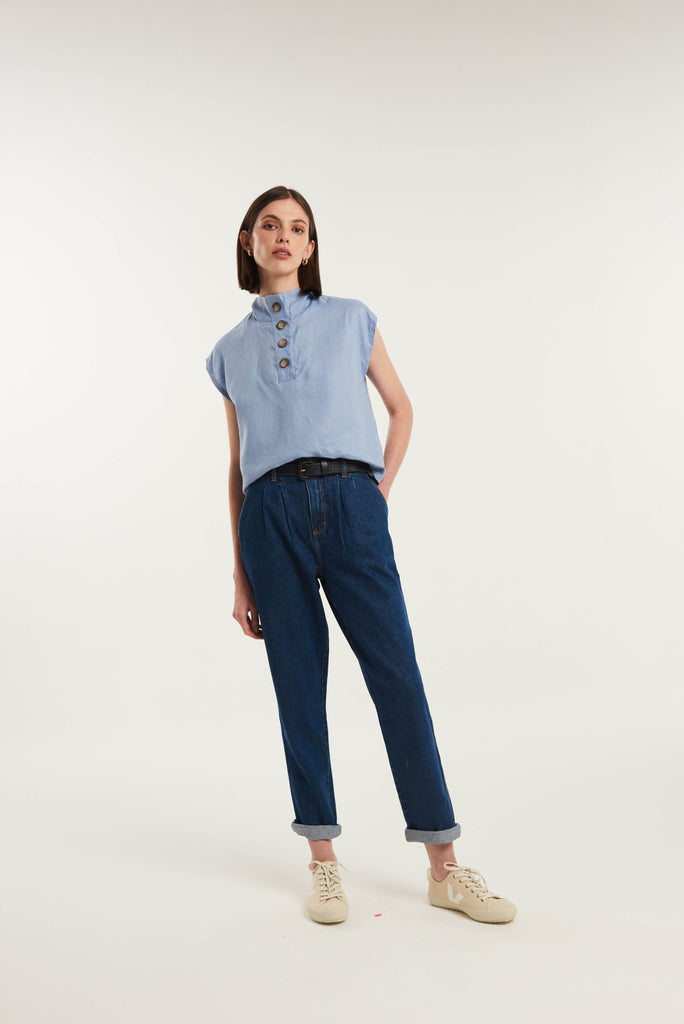 Tersane High Neck Linen Shirt - MyBasic-BR Connection Limited